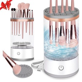 Electric Makeup Brush Cleaner, Automatic Brush Washer, Makeup Brush Cleaning Machine, Makeup Tool Cleaner for Daily Use, Christmas Gift electric makeup makeup tool - Color: transparent color