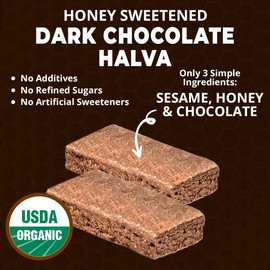 Oh, Goodness! Organic Halva Bars - Paleo Friendly - No Additives, Refined-Sugar, or Artificial Sweeteners - 40g Each - 16 Pack (Dark Chocolate)