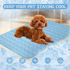 Dog Cooling Mat,2025 Upgrade Pet Cooling Mat for Dogs Cats,Summer Ice Silk Cool Mats & Sleeping Pad for Indoor or Outdoor,Perfect as Blanket for Kennel Sofa Bed Floor Car (Blue, X-Large, 38"x26.5")