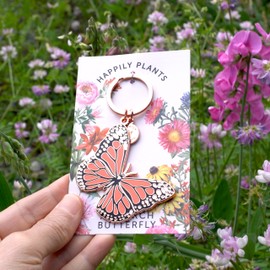 HAPPILY PLANTS Insect Keychains - Monarch Butterfly Keychain