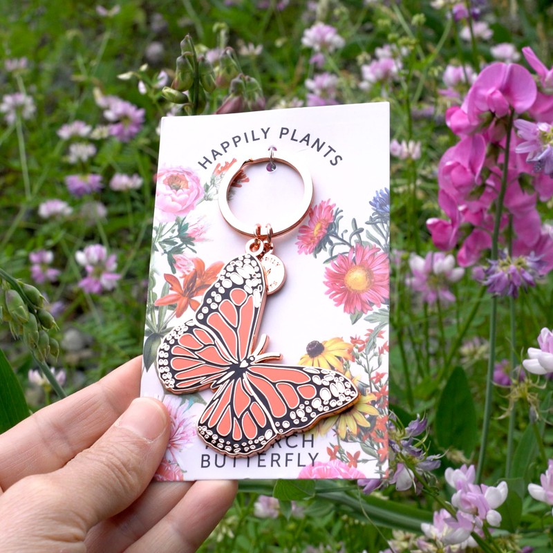 HAPPILY PLANTS Insect Keychains - Monarch Butterfly Keychain