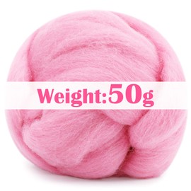 Mayboos Wool Roving Yarn, 1.76oz Colored Natural Wool Roving,Wool Felting Supplies Pure Wool Chunky Yarn for Wet Felting handcrafts and Spinning (Baby Pink)
