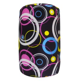 Bookishbunny 2pcs Micro Bead Set U Shaped Neck Travel Pillow 12" x 12" x 4" and Roll Back Pillow Cushion 13" x 7", Various Designs (Black Circle)