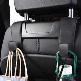 Headrest Hooks, Car Hooks, Set of 2, Luggage Hooks, 55.1 lbs (25 kg), Luggage Hooks, Seat Hooks, Car Accessories, Convenient Goods (Black)