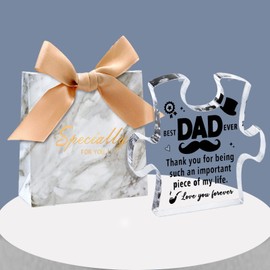 MOTONG Dad Birthday Gifts with Gift Box, Christmas Fathers Day Dad Gifts from Daughter Son, Gifts for Dad, Acrylic Plaque Block Puzzle 3.9x3in Daddy Birthday Gifts Dad Presents for Stepdad Grandpa