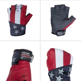 Hugger American Flag Goat Skin Fingerless Glove (Large)