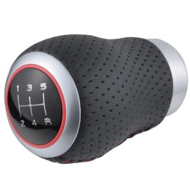 Padaodao 5 Speed Gear Stick Knob Leather Shift Lever Handle Shifter Head fit Most Manual Transmission Vehicles Cars, Red