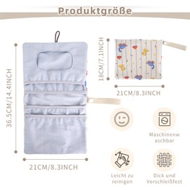 Nappy Bag Organiser and Cosmetic Bag 2-in-1, Nappy Bag for Travel, Small Changing Bag Organiser with Hanging Eyelet, Wet Wipes Bag, Changing Organiser on the Go (Dinosaur)