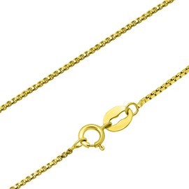 SEA OF ICE Chain Necklace 925 Sterling Silver with Yellow Gold Chain & Ring Clasp Closure, Italian Box Necklace Chain Necklace for Women & Men, Yellow Gold Jewelry, 22”