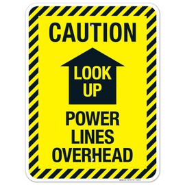Sigo Signs, Power Lines Overhead Sign, 18x24 Inches, Rust Free .063 Aluminum, Fade Resistant, Indoor/Outdoor Use, Made in USA