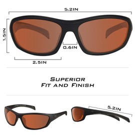 KastKing Hiwassee Polarized Sport Sunglasses for Men and Women, Matte Blackout Frame,Copper Lens