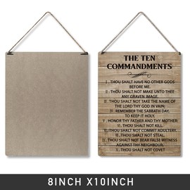 Inspirational Signs Gift Farmhouse the Ten Commandments Thou Shalt Have No Other Gods Before Me Wooden Hanging Sign Rustic Wall Art Home Office Living Room Decoration 10 x 8 Inches…