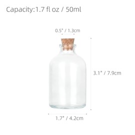 Magic Season Decorative Round Glass Bottles with Cork Stoppers (18 Pcs / 50 ml)