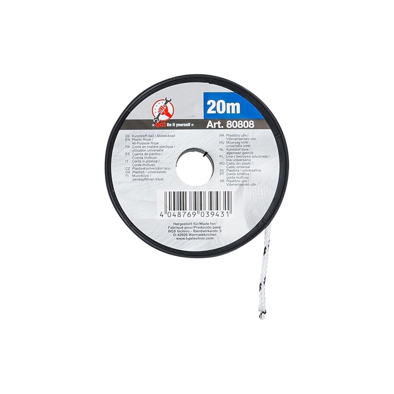 BGS DIY 80808 Plastic Rope/All-Purpose Rope 3 mm x 20