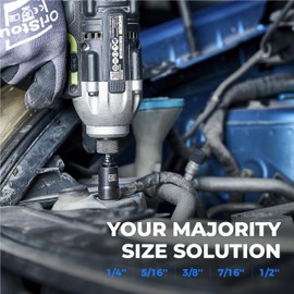 toolant HVAC Tools Nut Driver Set, Impact Magnetic SAE Interchange Nut Driver, 1/4'' 5/16'' 3/8'' 7/16'' 1/2'' for Automotive Repair, Electrical Work