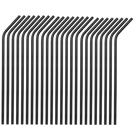 Metal Straws Stainless Steel Straws 50 Pack Bulk 8.5" Reusable Drinking Straws Black Color All Bent Curved Straws for 20 24 30 OZ Yeti Rtic Tumblers Wholesale (Black, 50 piece - 8.5 inch-All Bent)