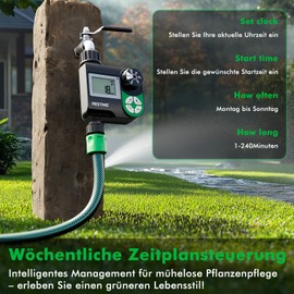 Restmo Programmable Irrigation Computer with Weekly Schedule Control, 3 Watering Modes and 3 Independent Programs, Timer for Outdoor Faucet, Lawn Irrigation System, 1 Zone