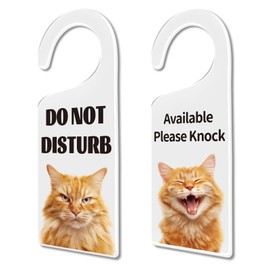 CHGCRAFT 2 Pack Acrylic Transparent Cat Do Not Disturb Sign Door Hanger Sign Please Do Not Disturb and Please Knock Door Hangings Acrylic Engraved Signs for Office Home and Meeting Session