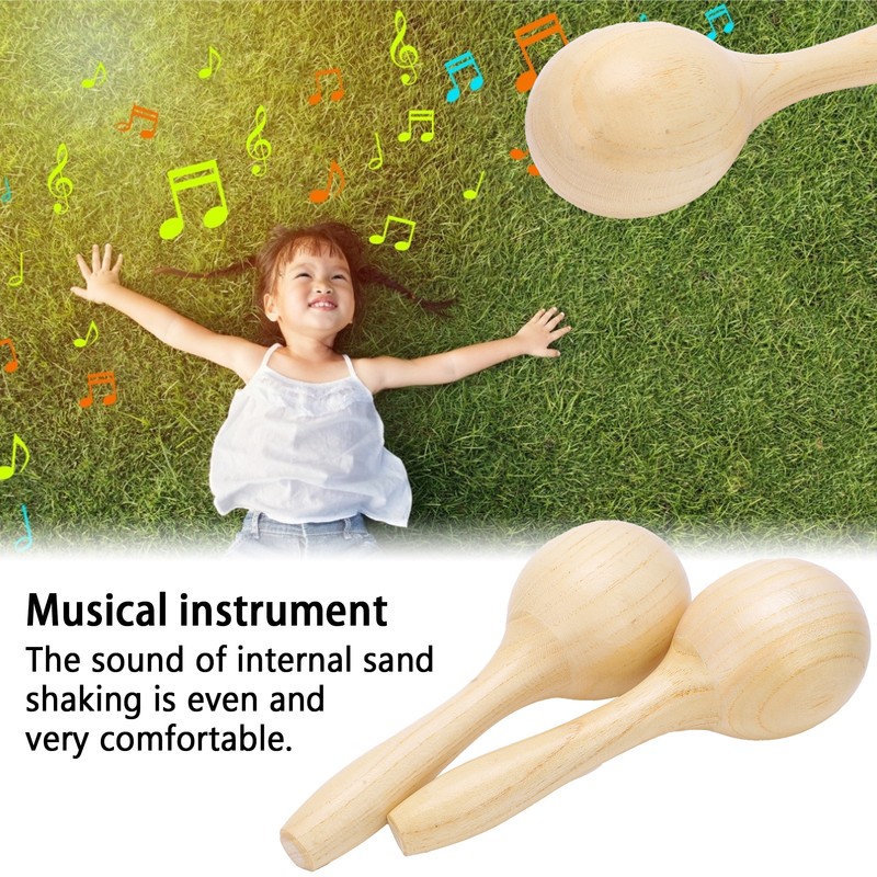 2Pcs Sand Hammer Early Education Instrument Wooden Toddler Percussion Musical