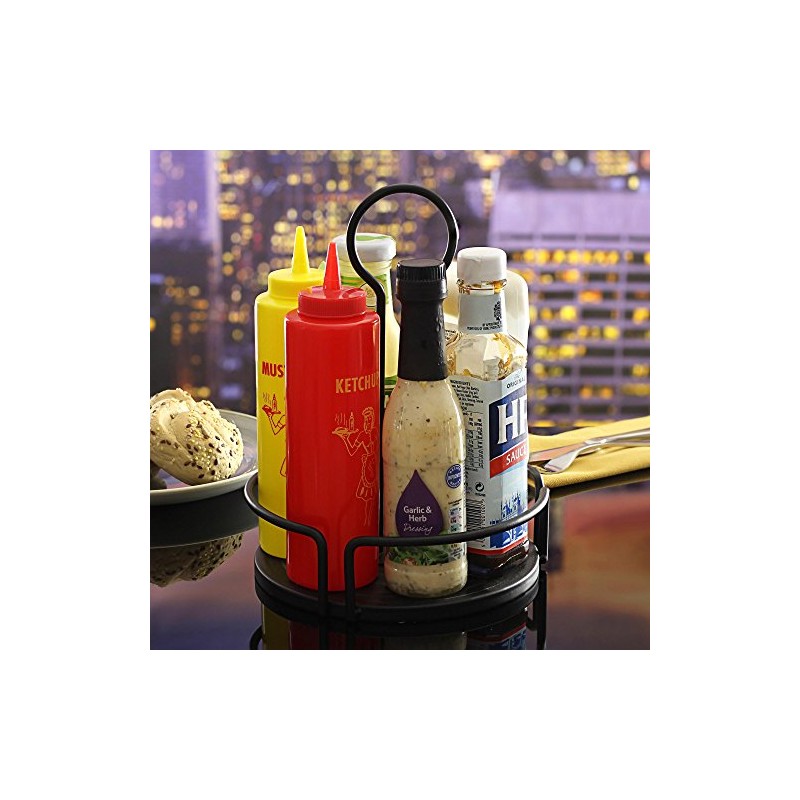 Tablecraft Versa Condiment Rack, Steel, Black, 18.42 x 18.42 x