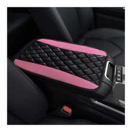 Ohleats Car Center Console Cushion Pad, PU Leather Waterproof Auto Armrest Box Cover Protector, Comfortable Armrest Seat Box Cover Mat, Universal Car Accessories for SUV Truck (Pink)