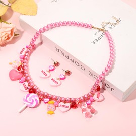 YAHPERN Valentine’s Day Necklace Earrings for Women Valentine’s Day Jewelry Accessories Cute Bear Candy Conversation Heart Choker Necklace XOXO Heart Earrings Valentine’s Day Outfits Gifts (Style A)