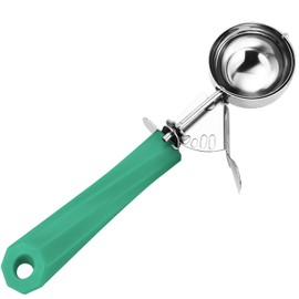 Fayomir 2.75 OZ Portion Scoop, Disher Scoop, Large Cookie Scoop, With Spring-Load Trigger, Green Handle, for Portion Control, Cookie Dough, Cupcake Batter, Ice Cream, Mashed Potatoes