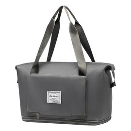 Expandable, Foldable, 3-Way Travel Bag, Carry On Bag, Boston Bag, Boston Bag, Travel Bag, Compact, Large Capacity, Foldable, Waterproof, Lightweight Bag, gray