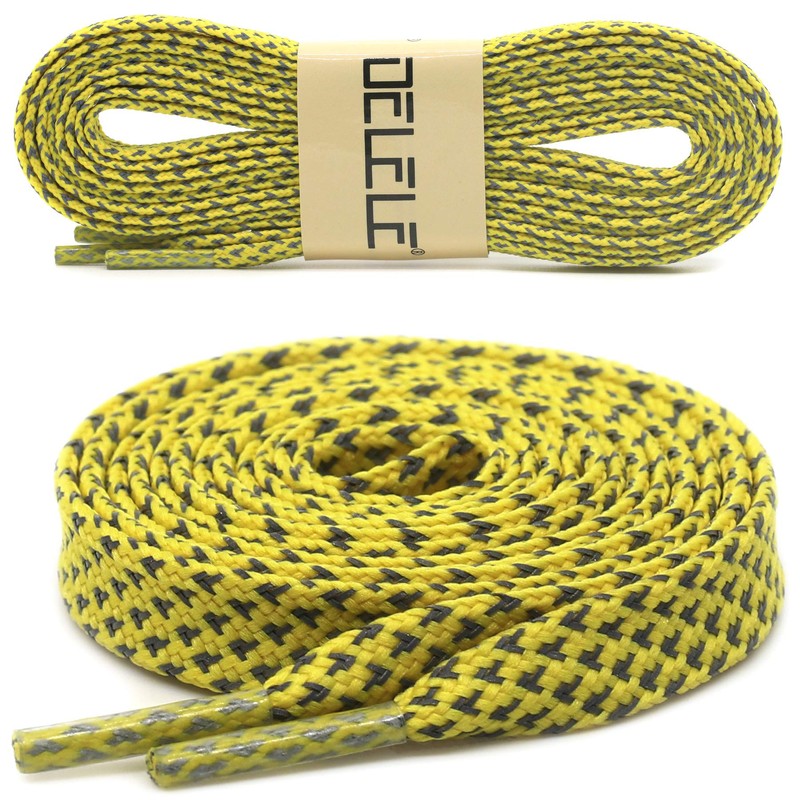 DELELE 2 Pairs Reflective Shoelace Flat Yellow Safety Laces for