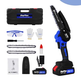 Brushless Mini Chainsaw,6 inch Handheld Powerful Chainsaw,Cordless Portable Electric ChainSaw with 21V Rechargeable Battery & 2 Chains,Built in Safety Lock,for Tree Trimming Branch Wood Cutting