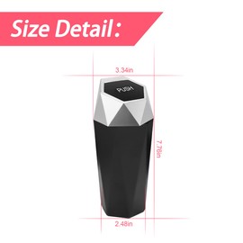 Car Trash Can with Lid, Mini Portable Auto Garbage Can, Small Leakproof Diamond Design Trash Dustbin, Waterproof Vehicle Rubbish Bins for Automotive Car, Home, Office, Kitchen, Bedroom (Silver,1)