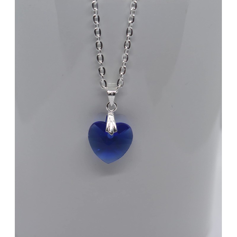Beautiful Crystal Heart Pendant Jewellery Set (Blue)