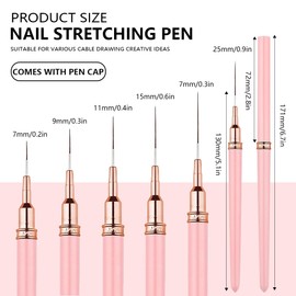 KEQAR 5 PCS Nail Art Liner Brushes, Painting Art Design Brush Set, Nail Dotting Drawing Tool for Long Lines, Thin Details, Fine Drawing (4/8/12/20/25 mm) (Black)