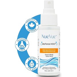 BioForce HOCl - Pure Hypochlorous Acid Spray for Face Travel Size Toner & Cleanser - Made in Canada - Acne-Prone Skin & Eczema, Piercing aftercare, pH Balanced, Non-comedogenic - NueVue (2.3 oz)