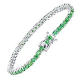 Gem's Beauty Birthstone Bracelet Jewelry for Women Sterling Silver 3MM Tennis Bracelet Classic Bolo Fine Jewelry Anniversary Birthday Gifts for Women Mom Wife Her 7.5"