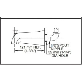 American Standard 4 Inch Polished Chrome Diverter Tub Spout for 1 2 Copper Water Tube