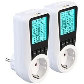 revolt Energy Meter: Set of 2 Digital Energy Cost Meters with XXL Display, 2 Tariffs (Dual Electricity Meter, Multi-Electricity Meter, Socket)