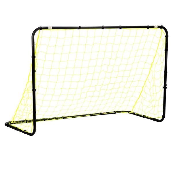 Franklin Sports Competition Soccer Goal - Steel Backyard Soccer Goal with All Weather Net - Includes 6 Ground Stakes - 6'x4' Soccer Goal - Black