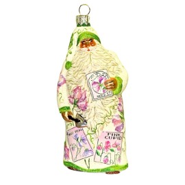 Patricia Breen Sowing Time Santa Sweet Peas Seeds Glass Glitter 2004 #2436 5.5"