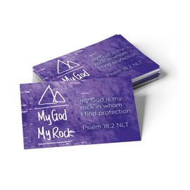 God is my Rock, Psalm 18:2, Bulk Pack of 25 Christian Affirmation Scripture Cards for Kids, Bible Memory Verse Wallet Cards for Childrens Church, Sunday School, & Youth Ministry