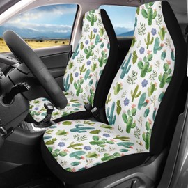 JoyLamoria Car Seat Covers Protector Cushion Fashion Cactus Print Car Interior Covers Fit Most Cars Sedan SUV Van