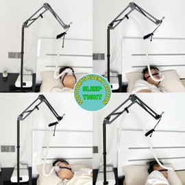 CPAP Hose Holder Stand with Adjustable Angle Height, CPAP Mask Hook - Metal Structure for Secure Support - Prevent Hose Tangles and Air Leakage, 5.8 ft Maximum Height