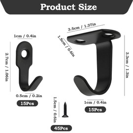 Marjoramy 30 Pack Key,Coat & Ceiling Hooks – Black, Wall-Mounted Hooks with 50 Screws, Stainless Steel Hanger for Bathroom, Kitchen, Bedroom, Office, Towel, Scarf, Keys, Hat, Clothes