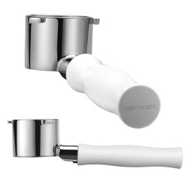 Normcore 51mm Bottomless Portafilter for DeLonghi La Specialista, 3-Ear Naked Espresso Tool with White Anodized Handle for EC9155 9335 9355 9665 EC9335, 23-25g Barista Basket Included
