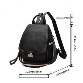 NEEVAS Women Soft Leather Backpack Girls Anti-Theft Fashion Rucksack Handbag Waterproof Shoulder Bag Convertible Backpack (Black)