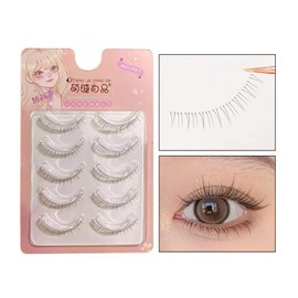 Lower Eyelashes, Natural 5 Pairs of Eyelashes, Popular, Clear Axis, J-Curl, Soft Lead, Ultra Lightweight, Soft, Handmade, Actress Eyelashes, Cosplay Makeup, False Eyelashes (X-21 Lower Eyelashes)
