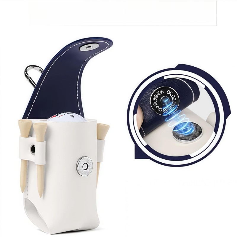 MHSKNHW 軽量 ゴルフボールケース PU皮革製 茶色のPUレザー ゴルフ小物収納ポーチ、簡単着脱カラビナ付き