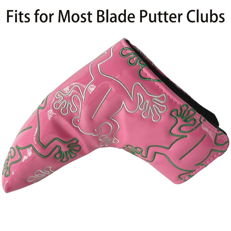 Gbourly Golf Club Pink Frog Blade Putter Cover Magnetic Closure