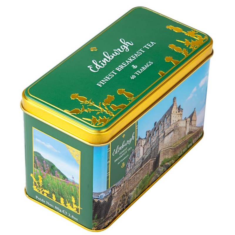 New English Teas Edinburgh Castle Tea Caddy with 40 English