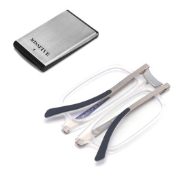 Missfive Premium Folding Reading Glasses for Men Women Portable Travel Pocket Readers Metal Case Clear 3.00x